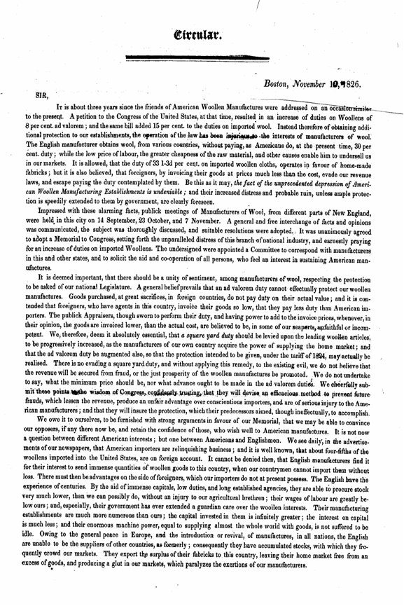 Lewis Tappan's Wool Circular 1