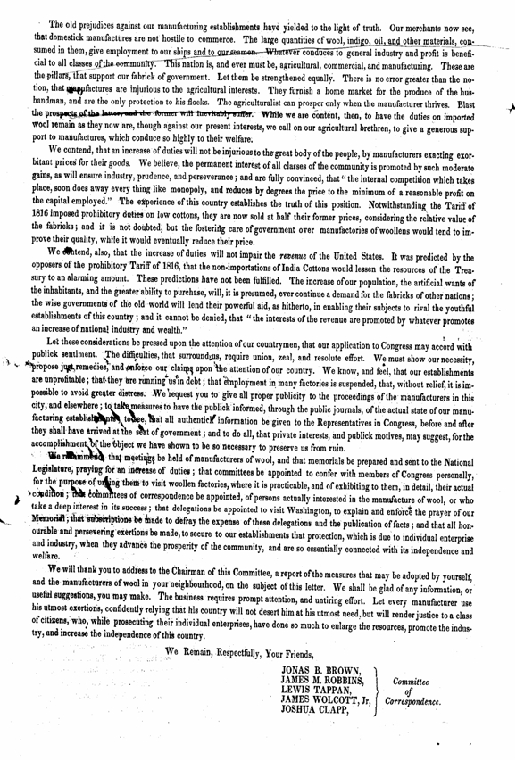 Lewis Tappan's Wool Circular 2
